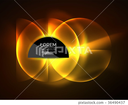 Neon glowing glass transparent circles, background Neon glowing glass transparent circles, background 36490437