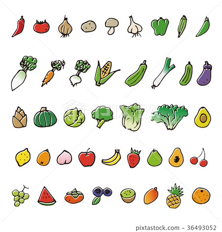 手繪蔬菜和水果素描圖 36493052