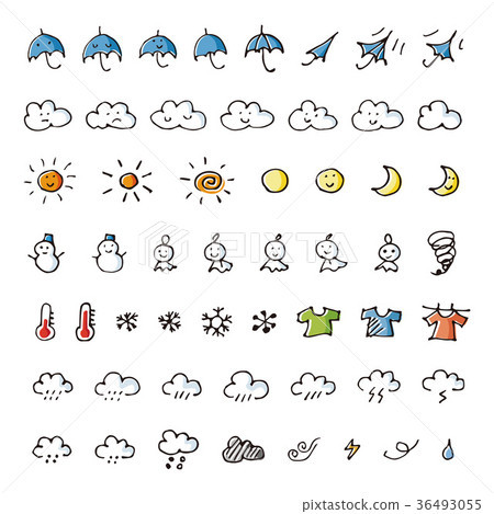 Handwritten weather forecast icon set 36493055