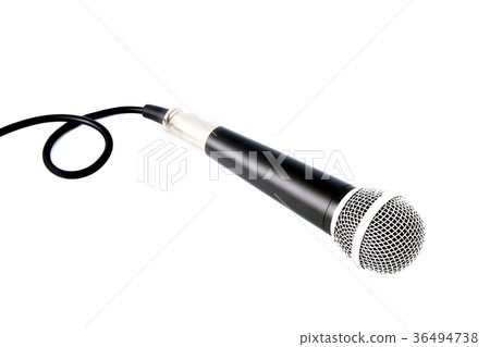 Microphone with cable isolated on white background Microphone with cable isolated on white background 36494738