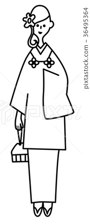 和服女人線描 和服女人線描 36495364