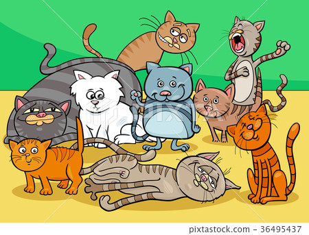 cats characters group cartoon illustration cats characters group cartoon illustration 36495437