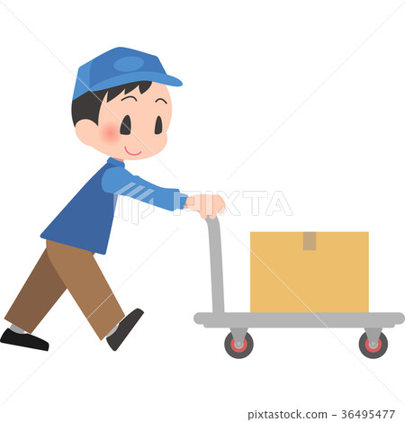 推擠移動式攝影車的送貨人 推擠移動式攝影車的送貨人 36495477