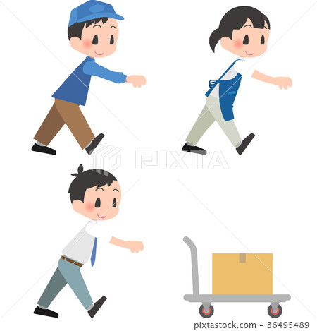 一群人推著小車 一群人推著小車 36495489