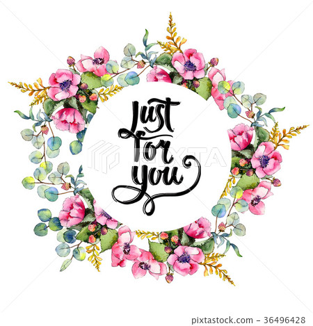 Wildflower bouquet wreath in a watercolor style. Wildflower bouquet wreath in a watercolor style. 36496428