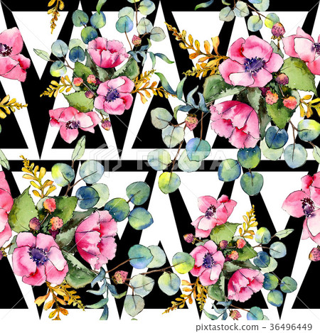 Wildflower bouquet pattern in a watercolor style. Wildflower bouquet pattern in a watercolor style. 36496449