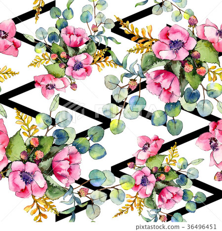 Wildflower bouquet pattern in a watercolor style. Wildflower bouquet pattern in a watercolor style. 36496451
