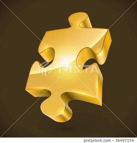 Gold jigsaw puzzle piece Gold jigsaw puzzle piece 36497154