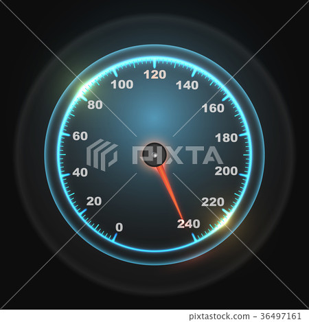 Glowing round car speedometer 36497161