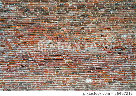 Old weathered red brick wall Old weathered red brick wall 36497212