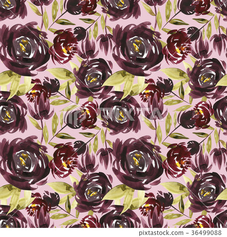 Flowers watercolor illustration. Seamless pattern Flowers watercolor illustration. Seamless pattern 36499088