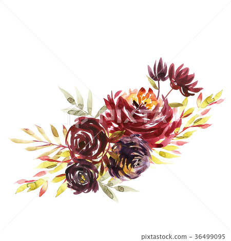 Flowers watercolor illustration. A bouquet with a Flowers watercolor illustration. A bouquet with a 36499095