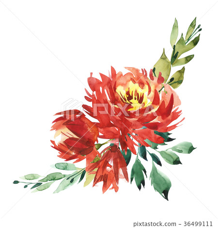 Flowers watercolor illustration. A bouquet with a 36499111