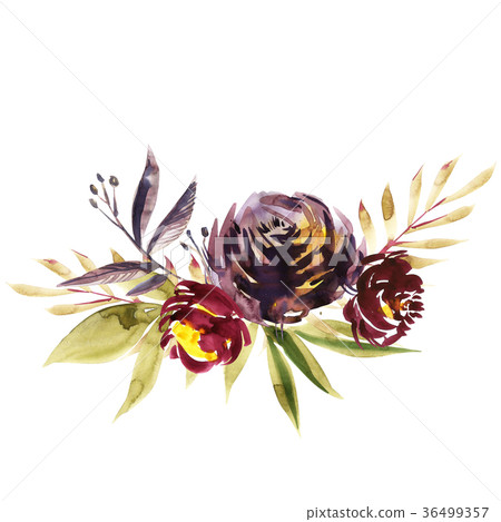 Cute watercolor hand painted flowers. Invitation Cute watercolor hand painted flowers. Invitation 36499357