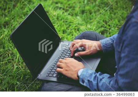 Connect online business using laptop.  36499863