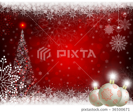 christmas red background with fir tree - Stock Illustration [36500671 ...