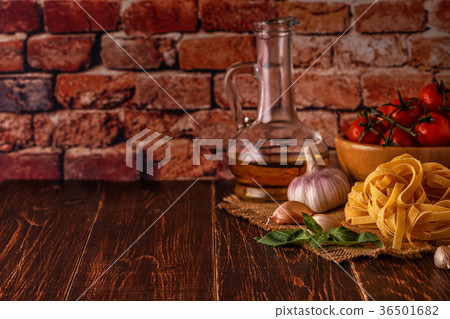 Products for cooking - pasta, tomatoes, garlic Products for cooking - pasta, tomatoes, garlic 36501682