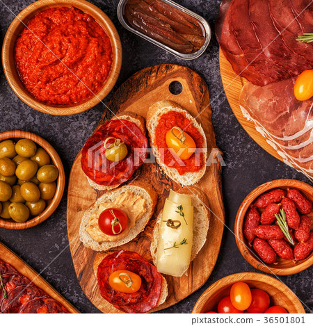 Typical spanish tapas concept. Typical spanish tapas concept. 36501801