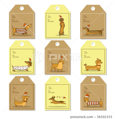 Christmas labels with dogs 36502333