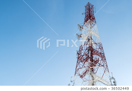 communication tower on blue sky background 36502449