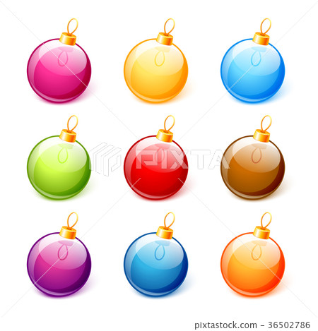 Colorful Christmas balls set isolated on white - Stock Illustration ...