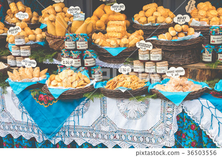 Traditional polish smoked cheese oscypek on market Traditional polish smoked cheese oscypek on market 36503556