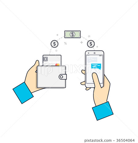 People sending and receiving money, payments using 36504064
