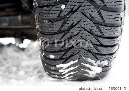 Close up of a tire with winter thread Close up of a tire with winter thread 36504145