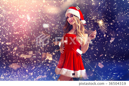 Confident model in Santa alluring dress Confident model in Santa alluring dress 36504319