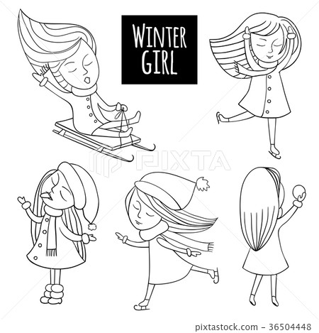 Black and white set snow fun 36504448