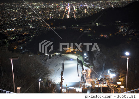 A night view of Sapporo seen from the Okurayama Jump Stadium A night view of Sapporo seen from the Okurayama Jump Stadium 36505181