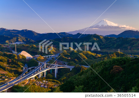 Shin-Tomei Expressway Shin-Shimizu JCT and Mt. Fuji dawn 36505514