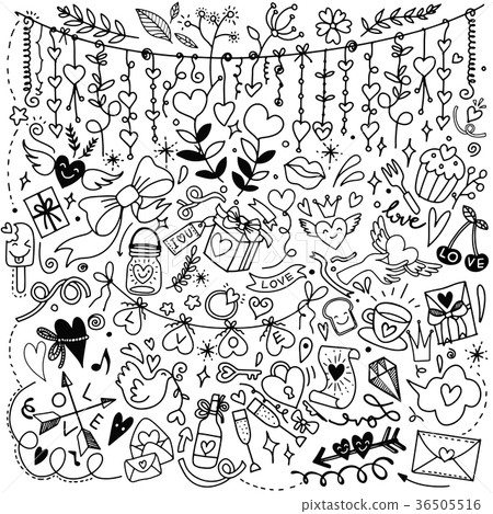 Valentine's Day Love & Hearts Doodles Design  36505516