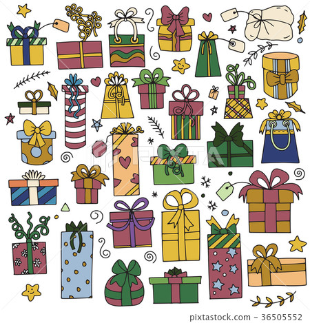Hand drawn gift boxes set.vector pattern  36505552
