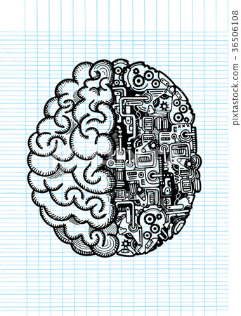 Hand Drawn Vector Illustration of Human machine 36506108