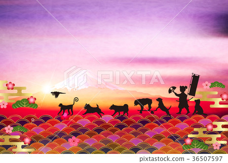 新年卡，富士山背景 36507597