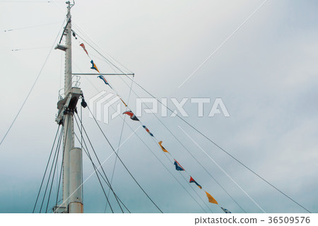 White ship mast with colorful signal nautical White ship mast with colorful signal nautical 36509576