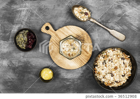 Granola with honey, nuts, fruit 36512908
