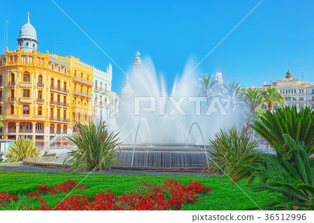 Fountain on Modernism Plaza of the City Hall. 36512996