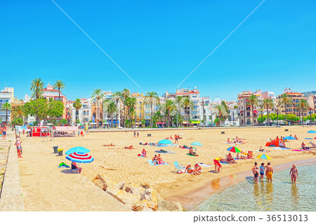 View of the beach and the sea shore. View of the beach and the sea shore. 36513013