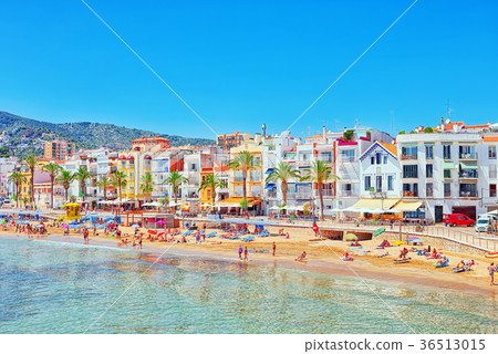 View of the beach and the sea shore. View of the beach and the sea shore. 36513015
