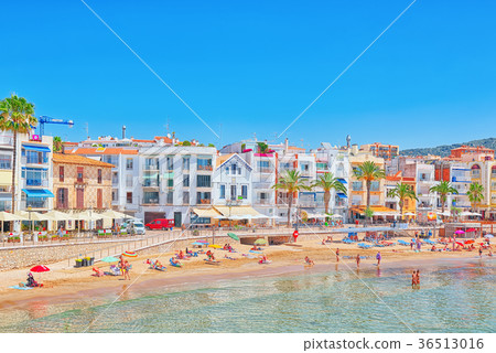 View of the beach and the sea shore. View of the beach and the sea shore. 36513016