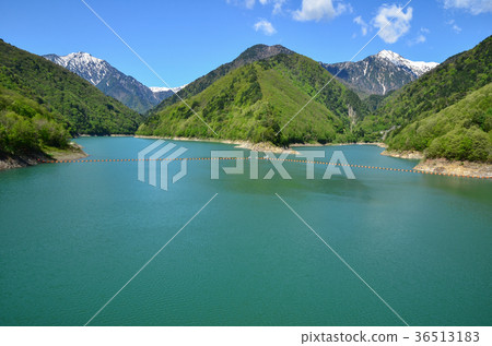Shinshu landscape Fresh green Omachi Dam Omachi City Shinshu landscape Fresh green Omachi Dam Omachi City 36513183