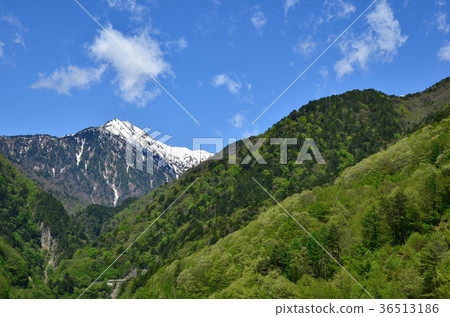 信州景觀新鮮的綠色大町水壩大町市 信州景觀新鮮的綠色大町水壩大町市 36513186