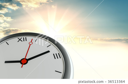 Clock against the background of sunrise 36513364