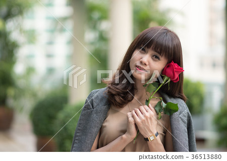 Young Woman Rose Love 36513880