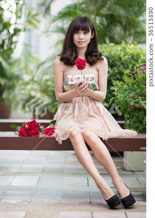 Young Woman Rose Love 36513890