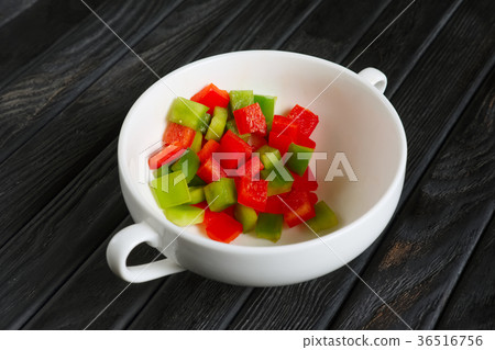 Bell pepper cut on squares Bell pepper cut on squares 36516756