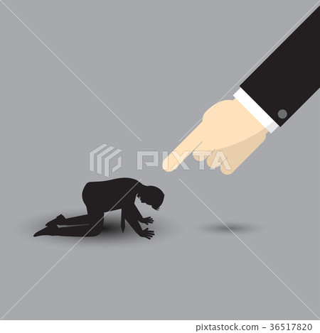 Big Arm Points At Silhouette Kneeling Businessman 36517820