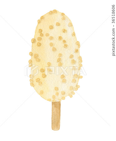 Watercolor ice cream on stick with air rice   36518606